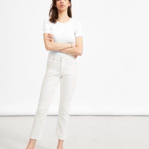 Everlane crop white jeans with frayed hem sz 31